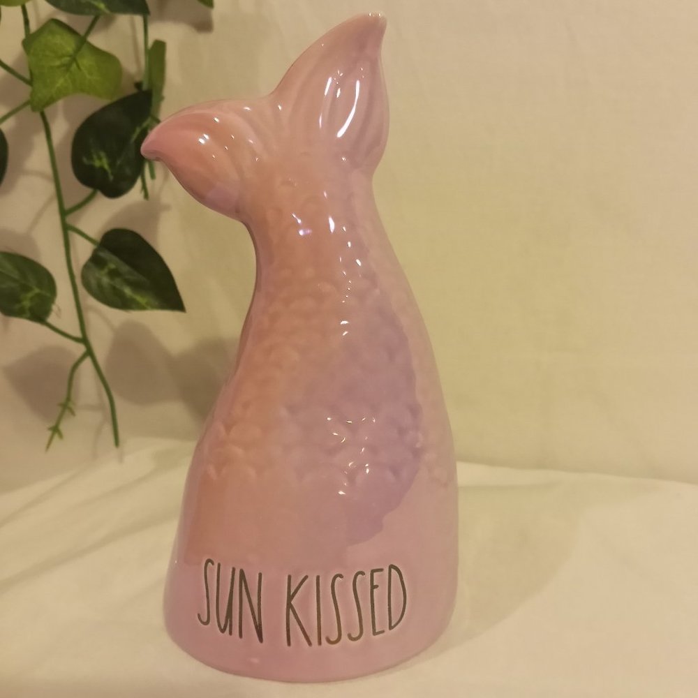 NIB Rae Dunn Pink Lustrous Ceramic SUN KISSED Mermaid Tail